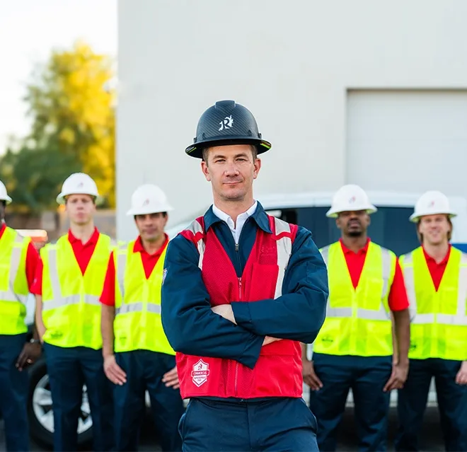 Rainbow Restoration’s emergency response team stands in front of a warehouse, on-call for commercial and residential property disasters in Eldorado Springs, CO.